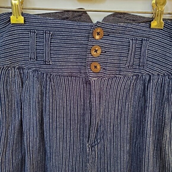 FREE PEOPLE High Waist Striped Pants Cotton - Picture 4 of 9